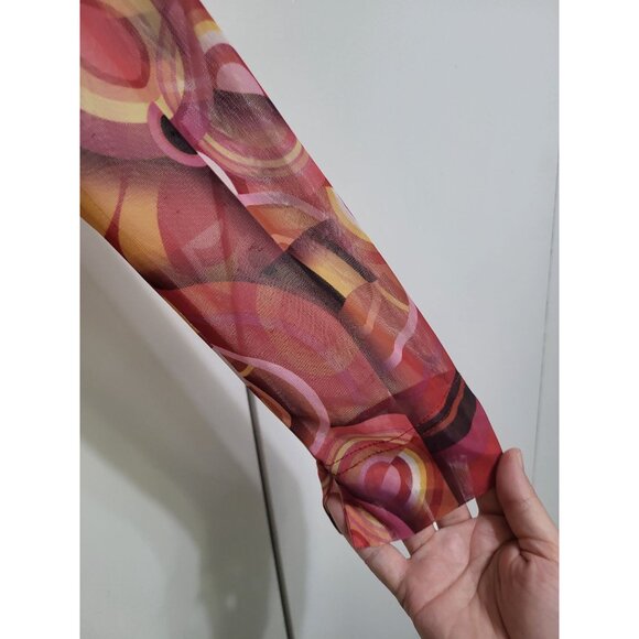 VTG 90s Y2K button up mesh sheer retro top retro funky rave Anxiety Cafe USA MED - Picture 5 of 9